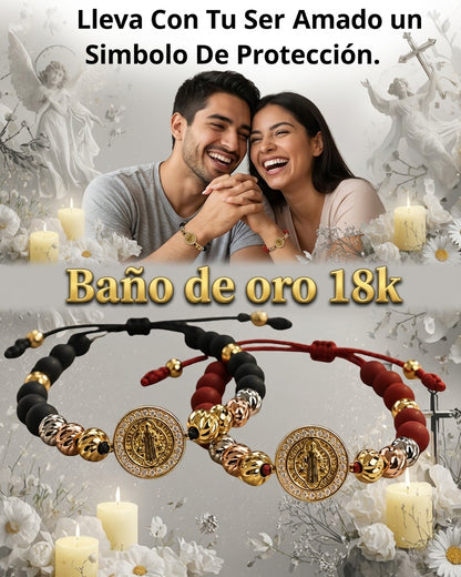 San Benito Dúo Protector | Blinda tu Relación de Envidias y Terceras Personas con Baño de Oro de 18K