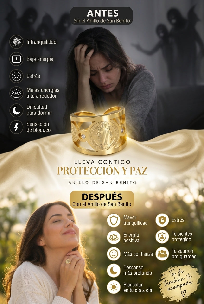 Anillo San Benito Escudo Personal — Camina Protegido Contra el Mal de Ojo y las Envidias