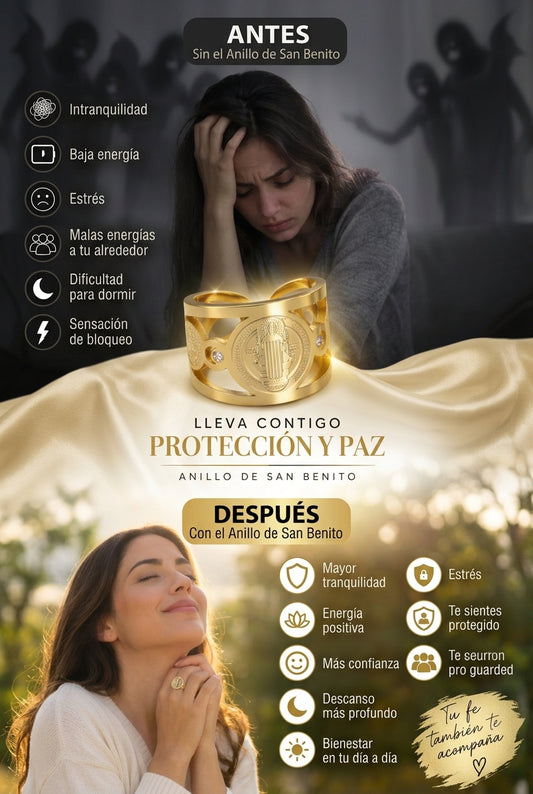 Anillo San Benito Escudo Personal — Camina Protegido Contra el Mal de Ojo y las Envidias