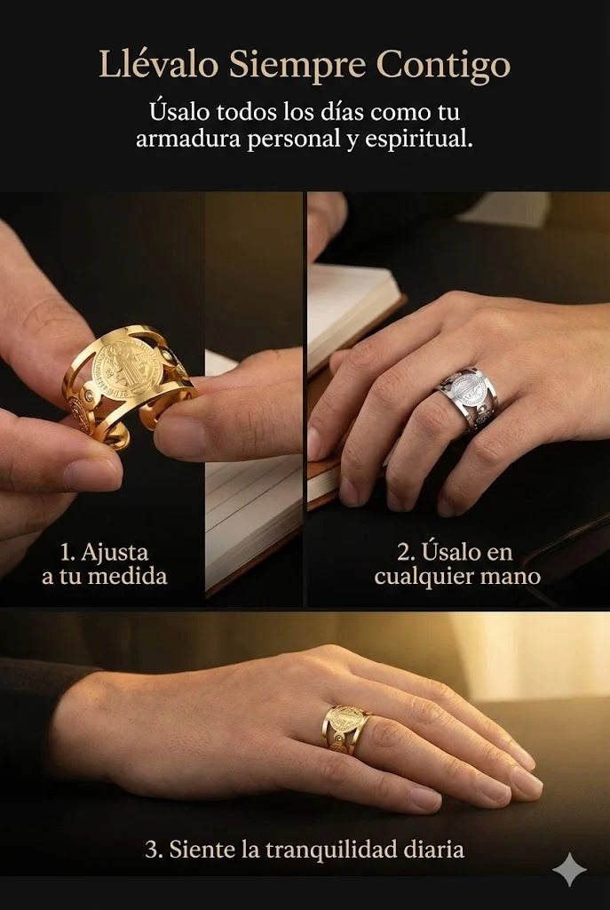 Anillo San Benito Escudo Personal — Camina Protegido Contra el Mal de Ojo y las Envidias
