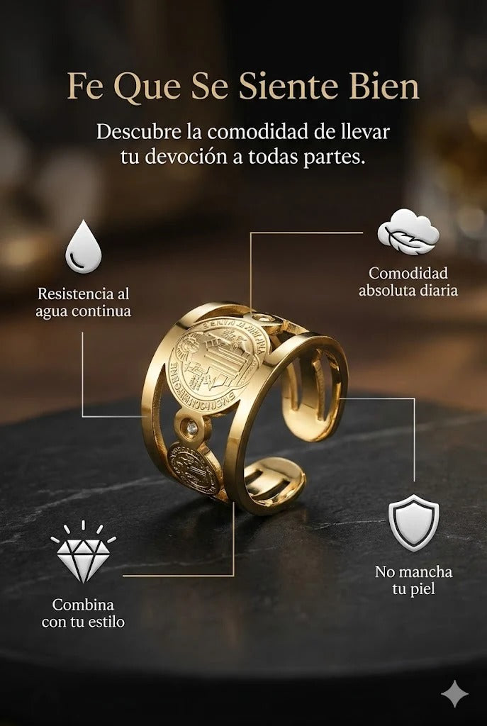 Anillo San Benito Escudo Personal — Camina Protegido Contra el Mal de Ojo y las Envidias